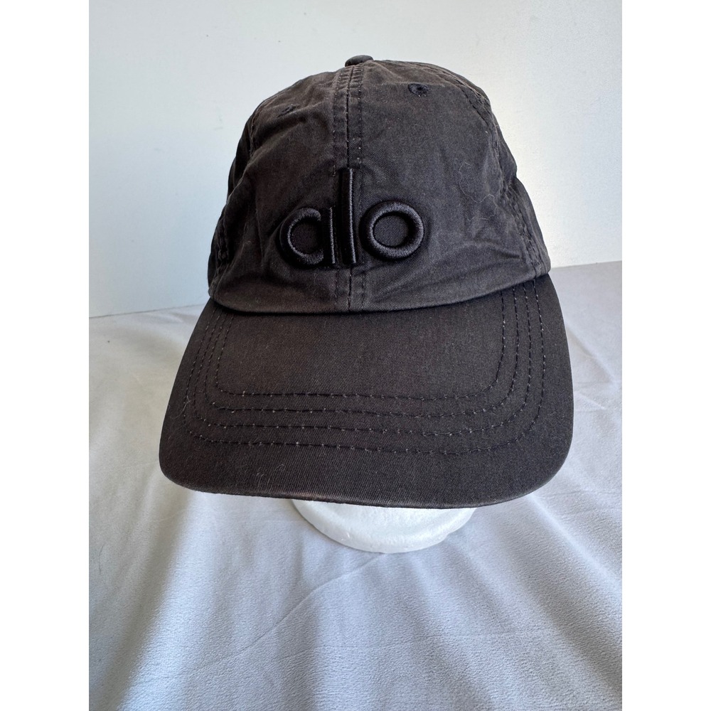 Alo Yoga Off-Duty Cap Washed Black Cotton Logo Baseball Hat Athleisure Sporty